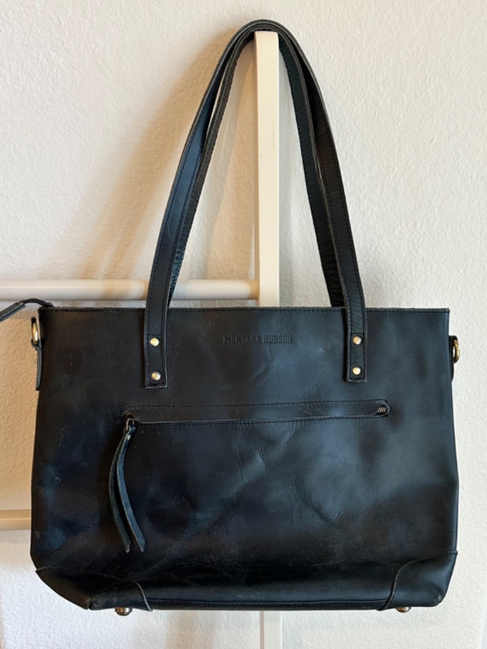Montana Hudson Eva Leather Zip Tote – Black